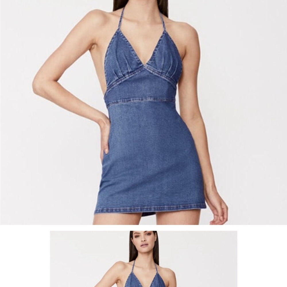 Bardot Sofia Denim Halter Mini Dress